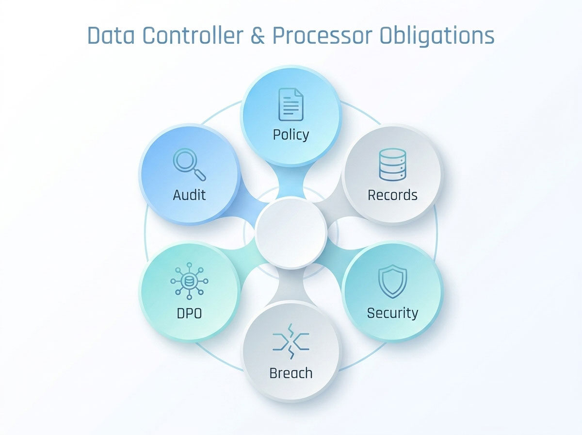 Obligations of Data Controllers and Data Processors- <br />
Obligations of Data Controllers and Data Processors
