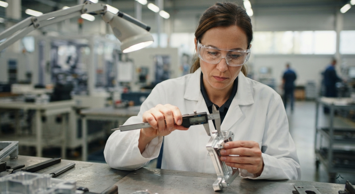 ISO 9001:2015 Quality Inspection and Certification Audit Process Auditor performing an ISO 9001:2015 quality inspection process during a certification audit