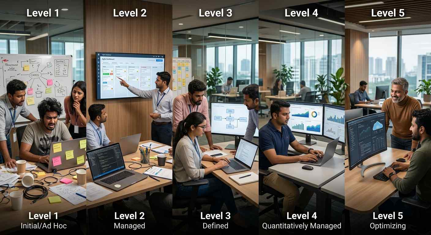 CMMI maturity levels explained from Level 1 to Level 5