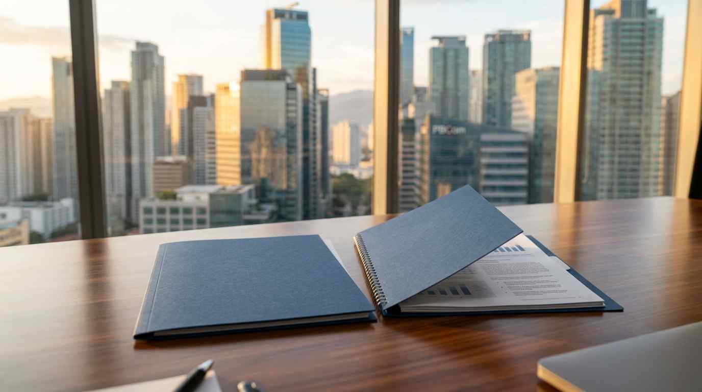 What Is Inside a SOC 2 Report SOC 2 audit reports on a boardroom table in a Manila office